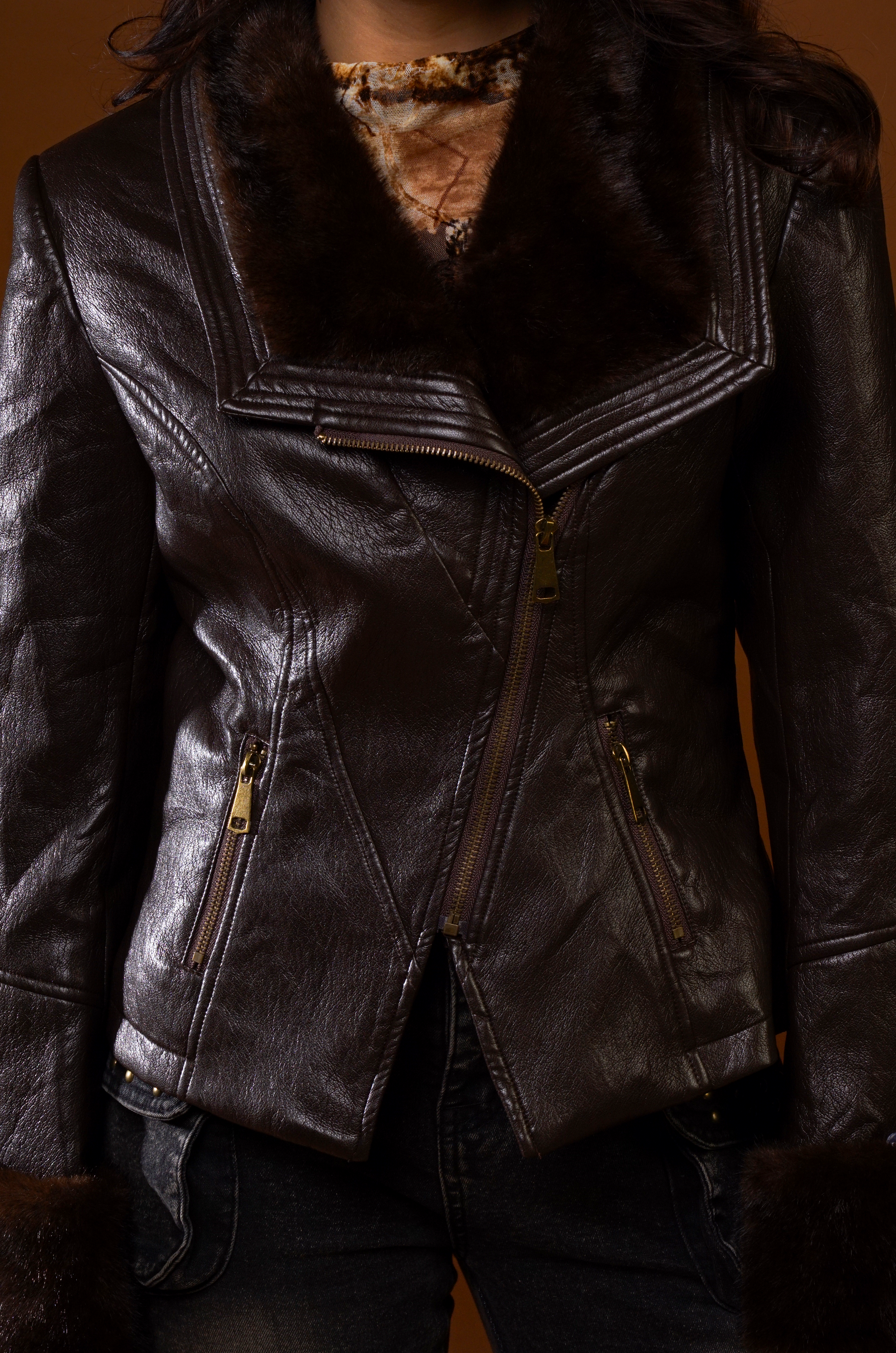 Fur Lined Leather Moto Jacket
