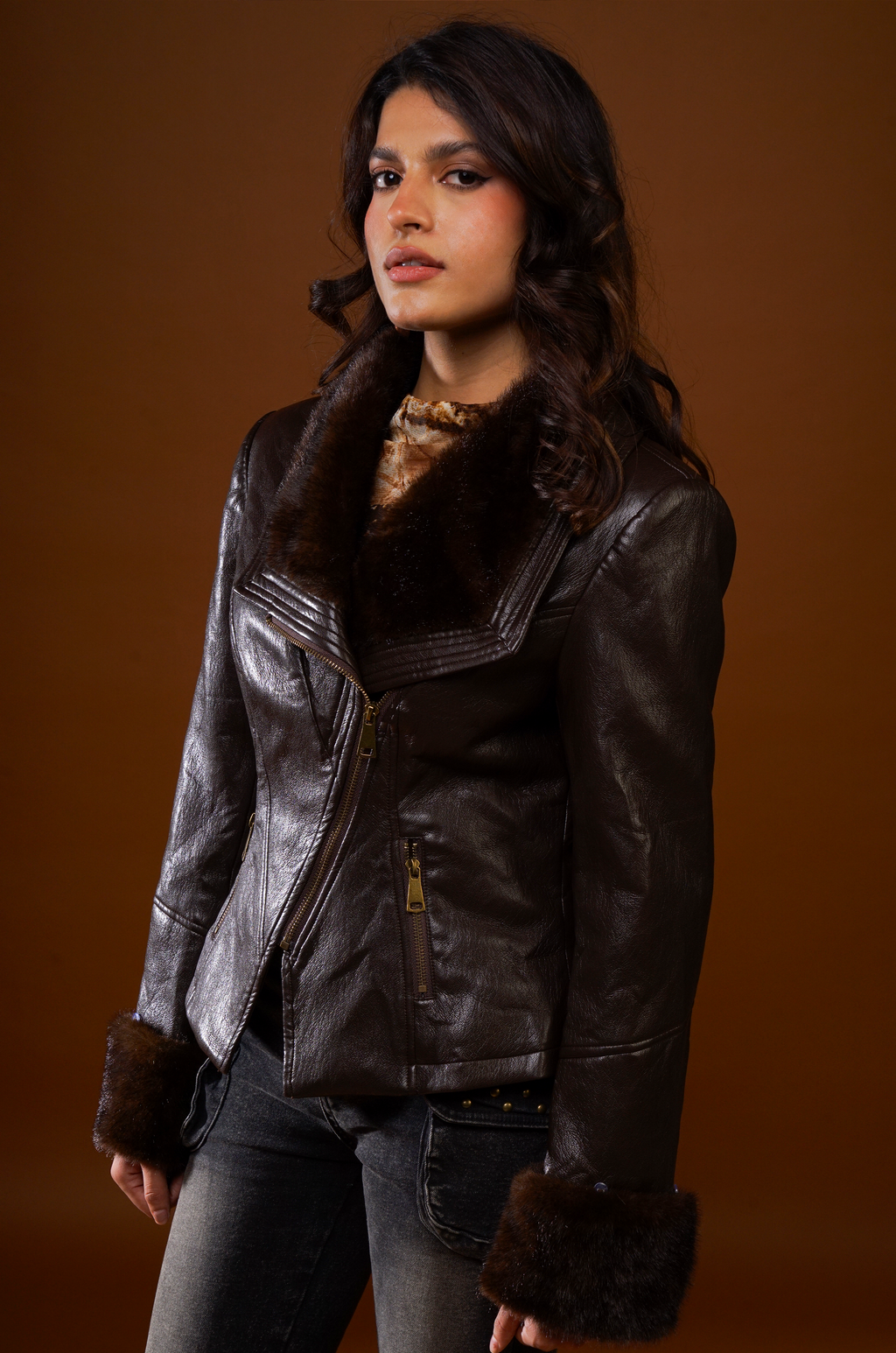 Fur Lined Leather Moto Jacket