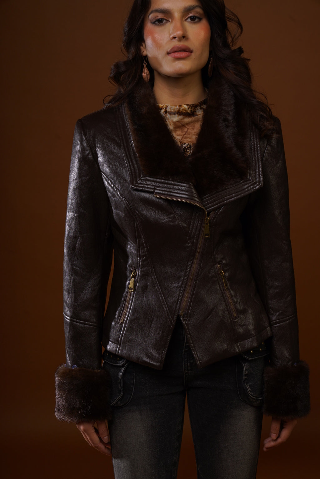 Fur Lined Leather Moto Jacket